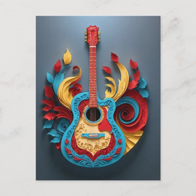  Colored Fantasy Guitar Postcard (Front)