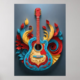  Colored Fantasy Guitar Poster