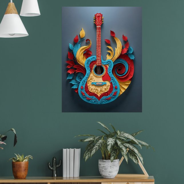  Colored Fantasy Guitar Poster (Living Room 1)