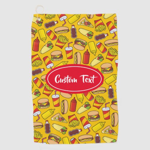 Colored Fast Food Icons Pattern Golf Towel