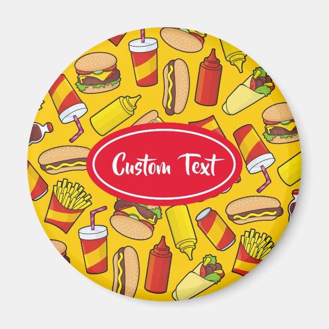 Colored Fast Food Icons Pattern Magnet (Front)