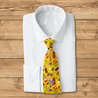 Colored Fast Food Icons Pattern Neck Tie