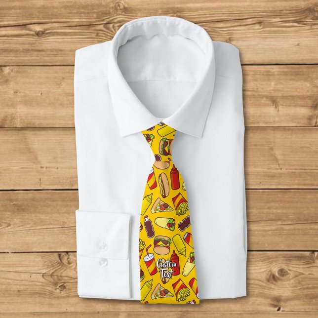 Colored Fast Food Icons Pattern Neck Tie (Creator Uploaded)