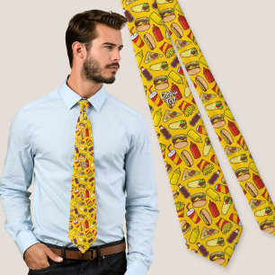 Colored Fast Food Icons Pattern Neck Tie