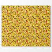 Colored Fast Food Icons Pattern Wrapping Paper (Flat)