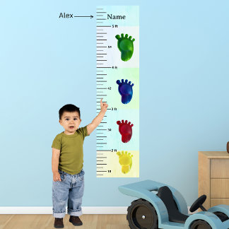 Colored Feet Pastel Growth Chart Add Child's Name Photo Print