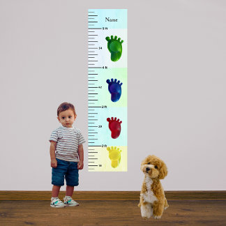 Colored Feet Pastel Growth Chart Add Child's Name Photo Print