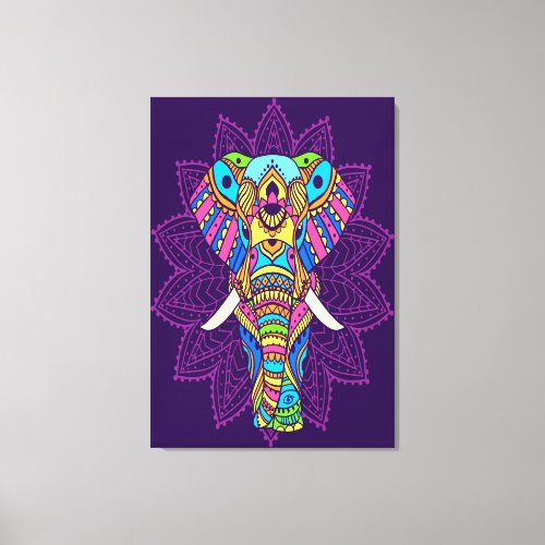 Colored Fine Art Styled Elephant  Canvas Print