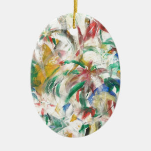 Colored Fingerpaint Art Ceramic Ornament