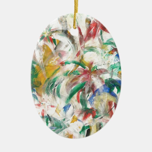 Colored Fingerpaint Art Ceramic Ornament (Front)