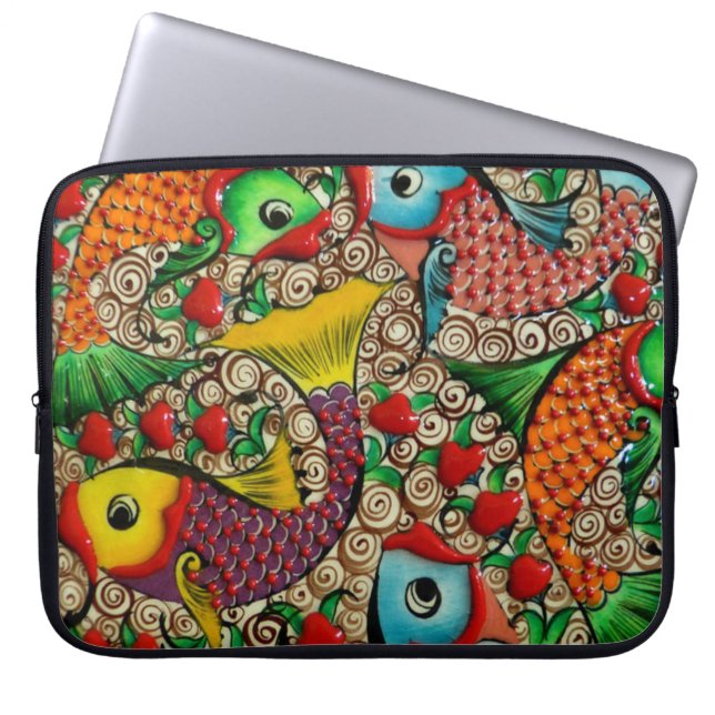 Colored Fish Laptop Sleeve (Front)