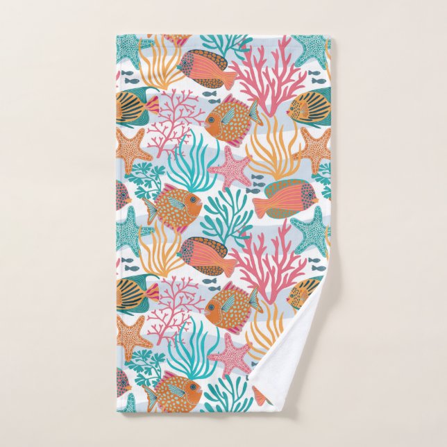 Colored fish underwater hand towel  (Hand Towel)