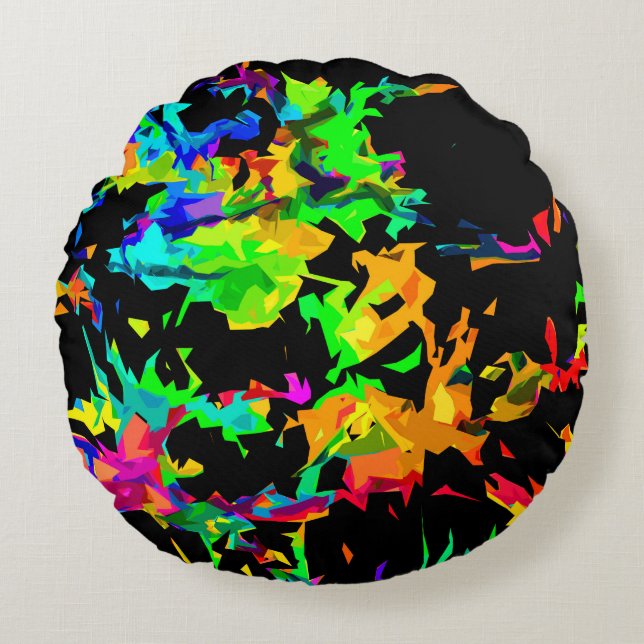 Colored flames round pillow (Front)