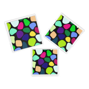 Colored Flat Stone Mosaic I + your ideas Acrylic Tray