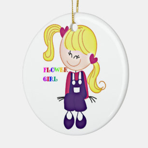 Colored Flower Girl Ceramic Ornament