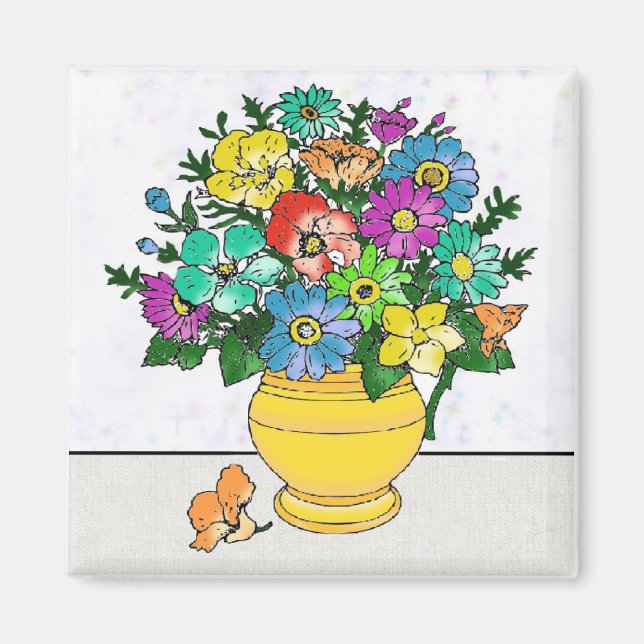 Colored Flowers Magnet (Front)