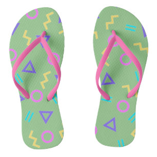 Colored Funky Geometric Shapes Pattern Flip Flops