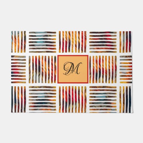 Colored Geometric Abstract Stripe Pattern Doormat