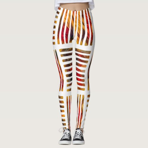 Colored Geometric Abstract Stripe Pattern Leggings