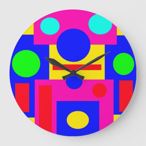 Colored geometric shapes large clock