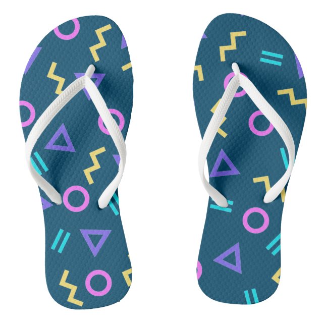 Colored Geometric Shapes Pattern Flip Flops (Footbed)