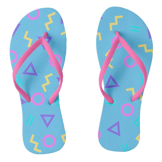 Colored Geometric Shapes Pattern Flip Flops (Footbed)
