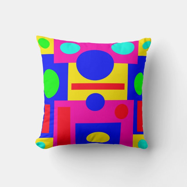 Colored geometric shapes throw pillow (Front)