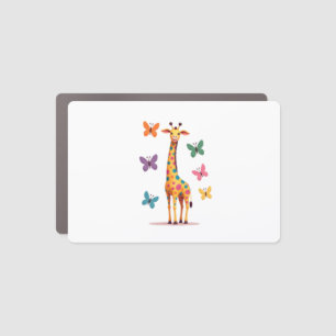 colored giraffe colorful butterflies giraffe Lover Car Magnet