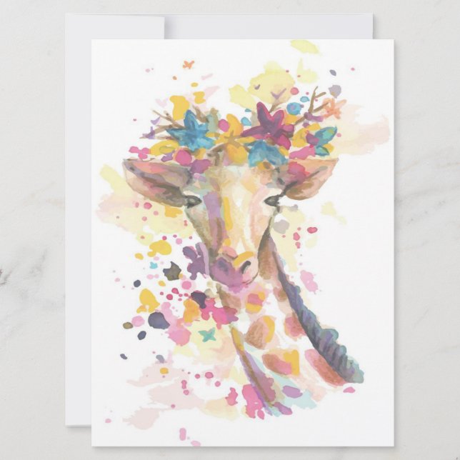 Colored Giraffe watercolor | Perfect gift (Front)