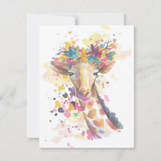 Colored Giraffe watercolor | Perfect gift Invitation