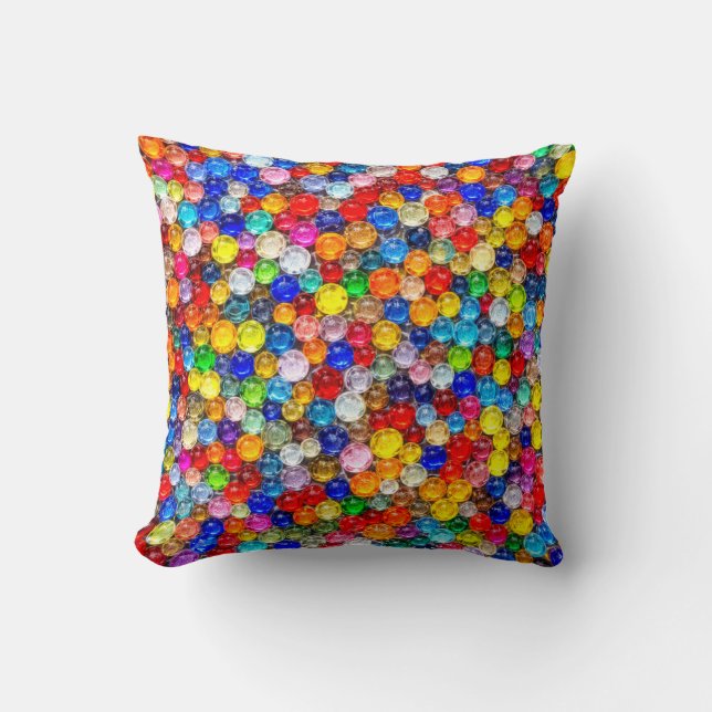 Colored glass marbles throw pillow (Front)