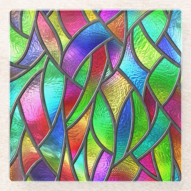 Colored Glass Pattern 3D Texture Coaster (Front)