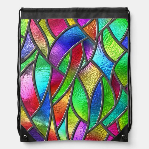 Colored Glass Pattern 3D Texture Drawstring Bag