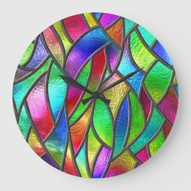 Colored Glass Pattern 3D Texture Large Clock (Front)
