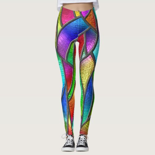 Colored Glass Pattern 3D Texture Leggings