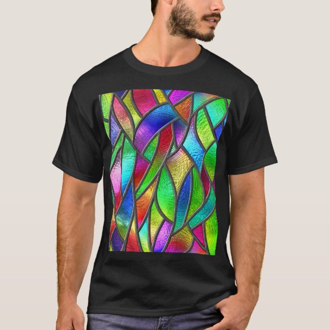 Colored Glass Pattern 3D Texture T-Shirt (Front)