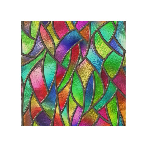 Colored Glass Pattern 3D Texture Wood Wall Art
