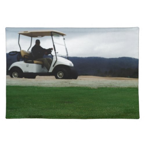 colored golf balls and cart cloth placemat