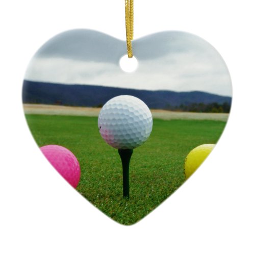 Colored Golf Balls, mountain tee Ceramic Ornament