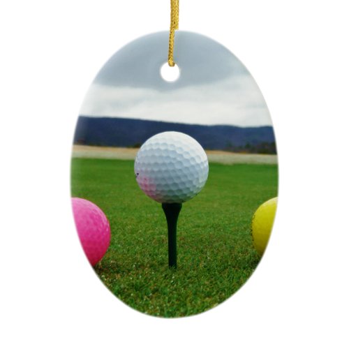 Colored Golf Balls, mountain tee Ceramic Ornament