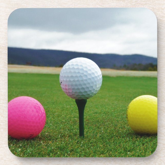 Colored Golf Balls, mountain tee Coaster (Front)