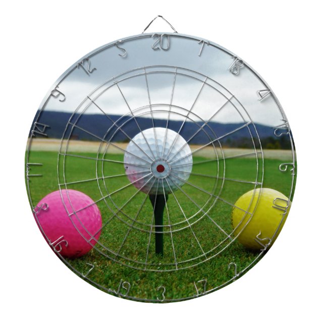 Colored Golf Balls, mountain tee Dart Board (Front)