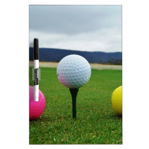 Colored Golf Balls mountain tee Dry Erase Board
