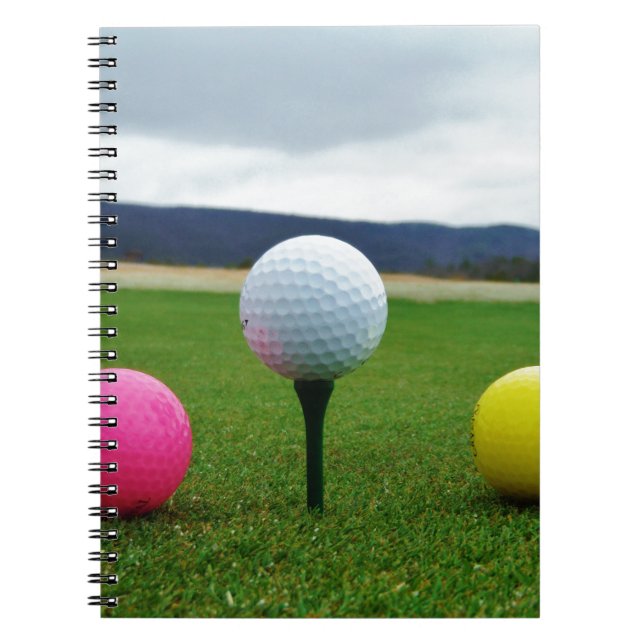 Colored Golf Balls, mountain tee Notebook (Front)
