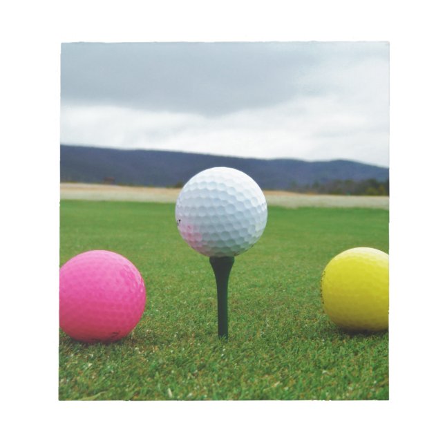 Colored Golf Balls, mountain tee Notepad (Front)