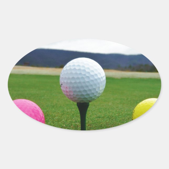 Colored Golf Balls, mountain tee Oval Sticker (Front)