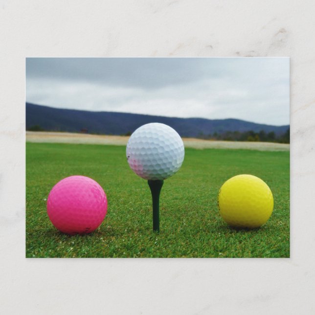 Colored Golf Balls, mountain tee Postcard (Front)