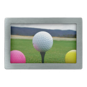 Colored Golf Balls, mountain tee Rectangular Belt Buckle