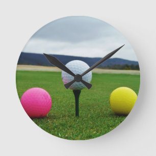 Colored Golf Balls, mountain tee Round Clock