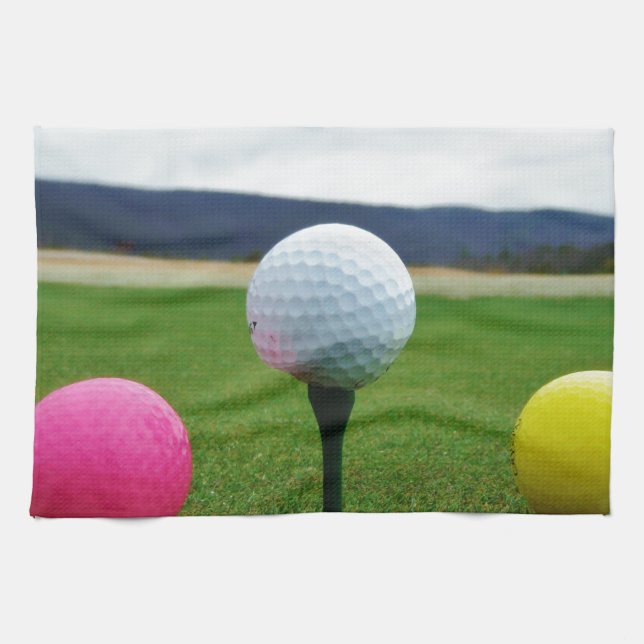 Colored Golf Balls, mountain tee Towel (Horizontal)